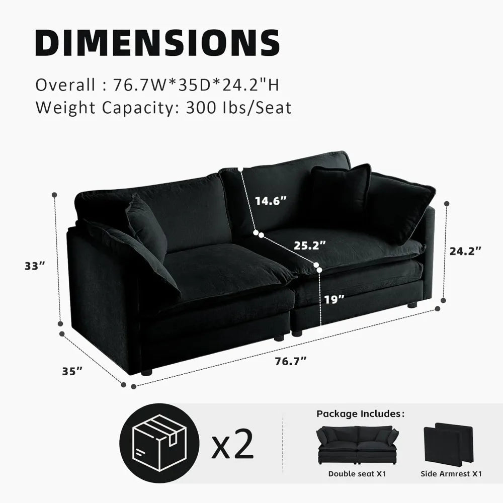 Modular Sectional Sofa Loveseat Chenille Cloud Couch with Pillows