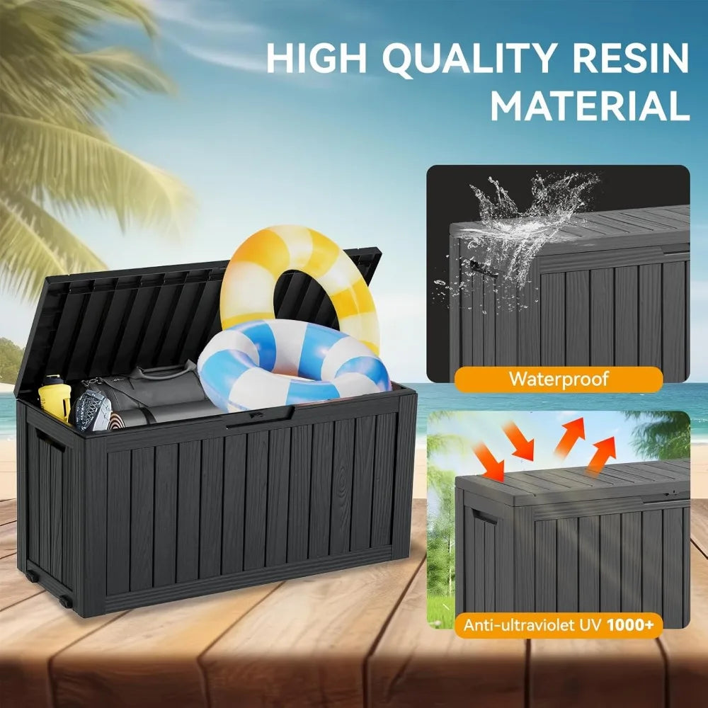 Ljustra 72 Gallon Waterproof Deck Box Outdoor Storage Garden Tools Pool Accessories