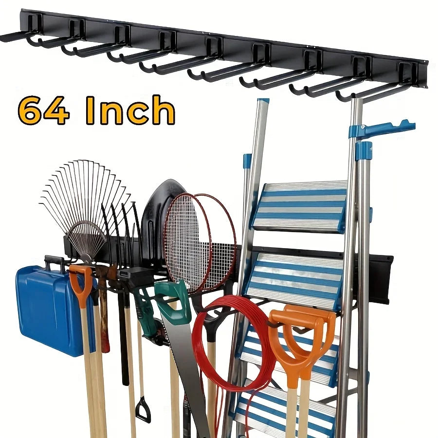 Heavy Duty 64 Inch Tool Storage Rack Garden Tool Organizer Wall Mount