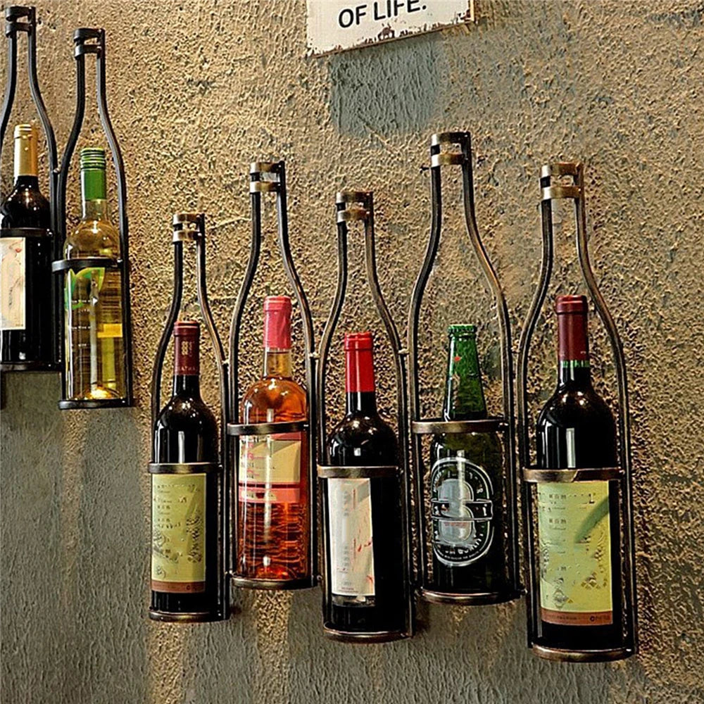 Wall Mounted Wine Bottle Rack Metal Hanging Wine Organizer Home Decor