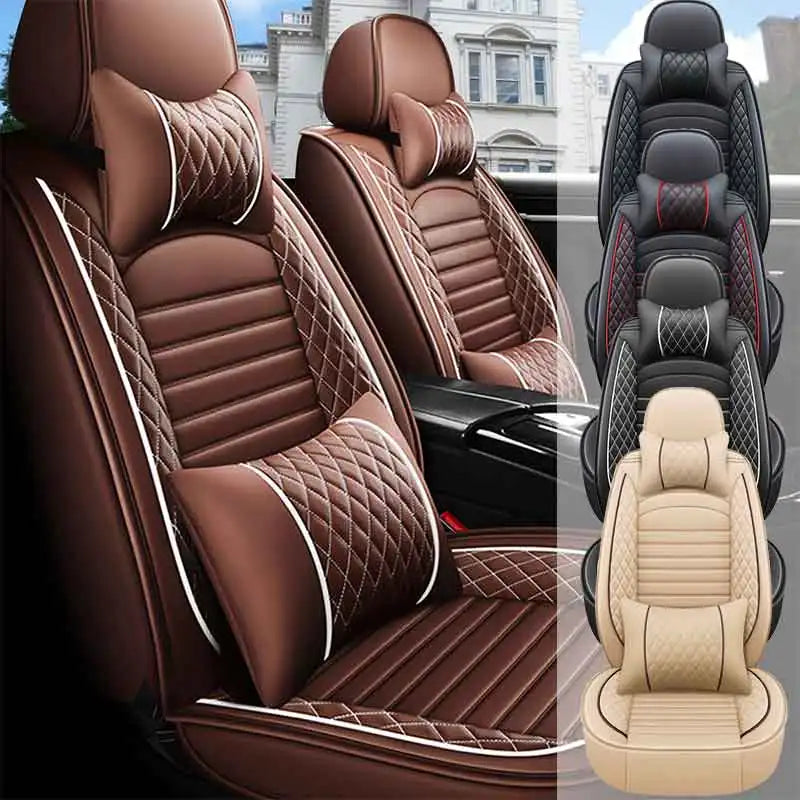 5-Seats PU Leather Car Seat Covers Full Set Anti-scratch Protection