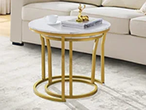 Round Nesting Coffee Tables Set of 2 Minimalist Living Room Furniture