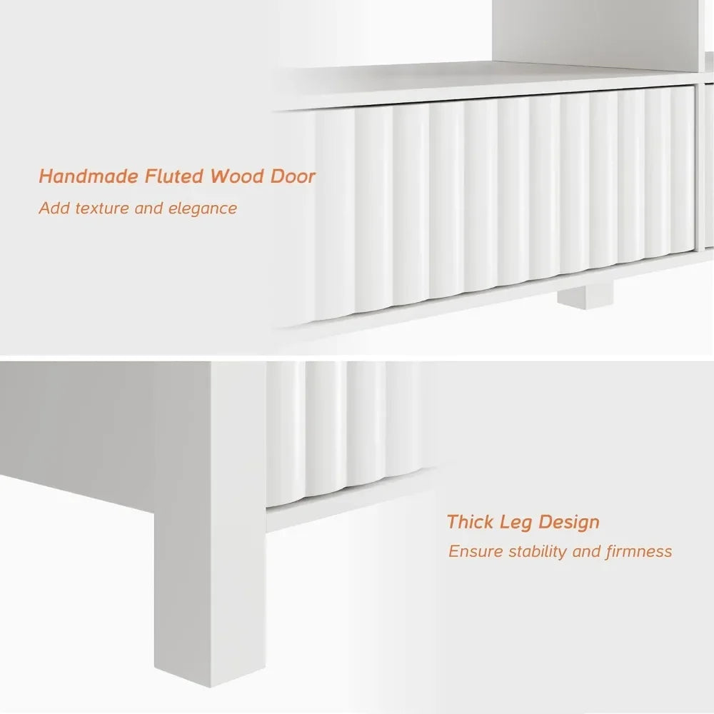 70 Inch Electric Fireplace TV Stand with LED Light Modern Entertainment Center