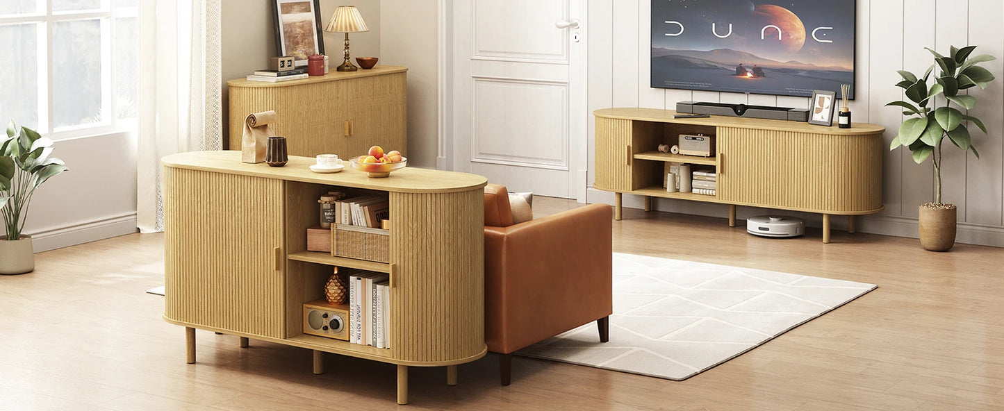 TV Stand with Power Outlet for TVs up to 70 Inch Adjustable Shelves