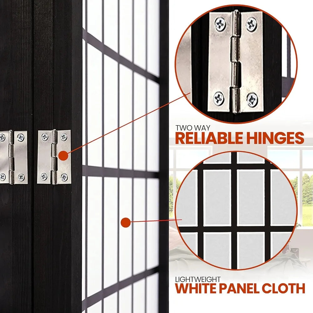 Classic Japanese Screen Room Divider Portable 4-Panel Folding Divider