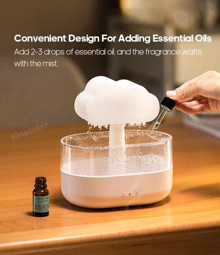 Cloud Air Humidifier Aroma Diffuser Ultrasonic Mist Night Light Rain Sound