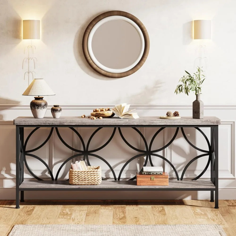 70.9-Inch Industrial Narrow Sofa Table Console for Entryway Living Room