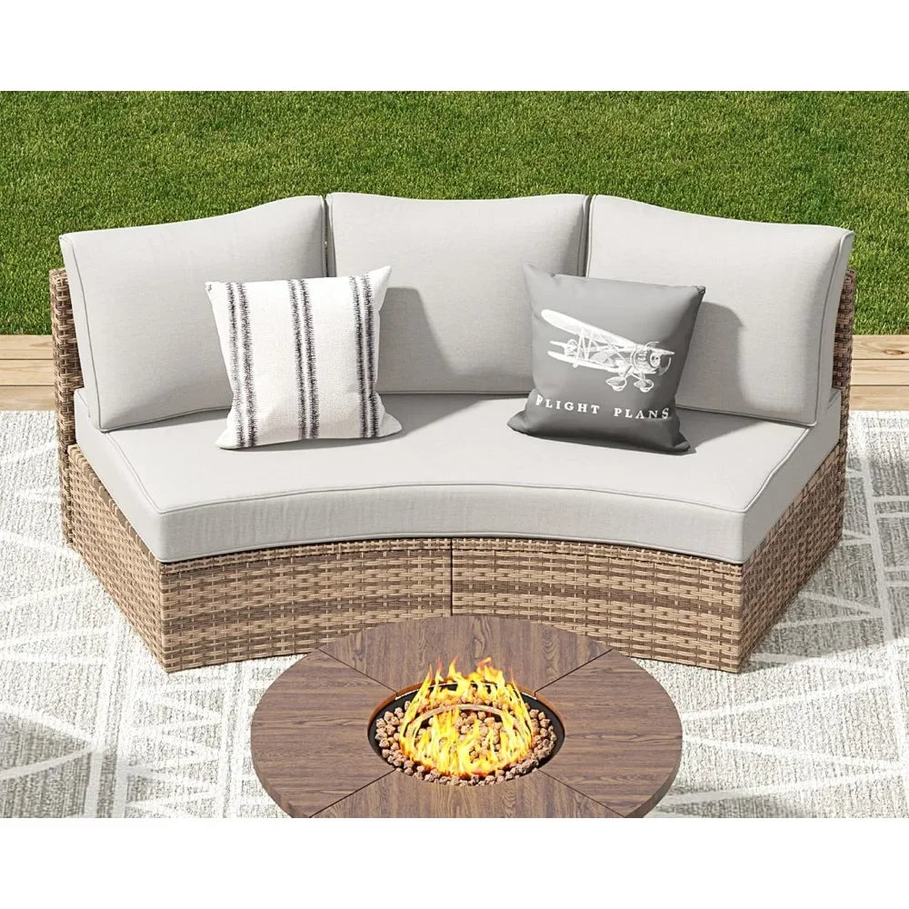 Ljustra Half-Moon Sectional Sofa Set Outdoor Patio Furniture with Cushions