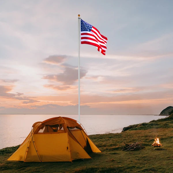 30FT Aluminum Flag Pole Kit with 5x3 US Flag for Outdoor Display