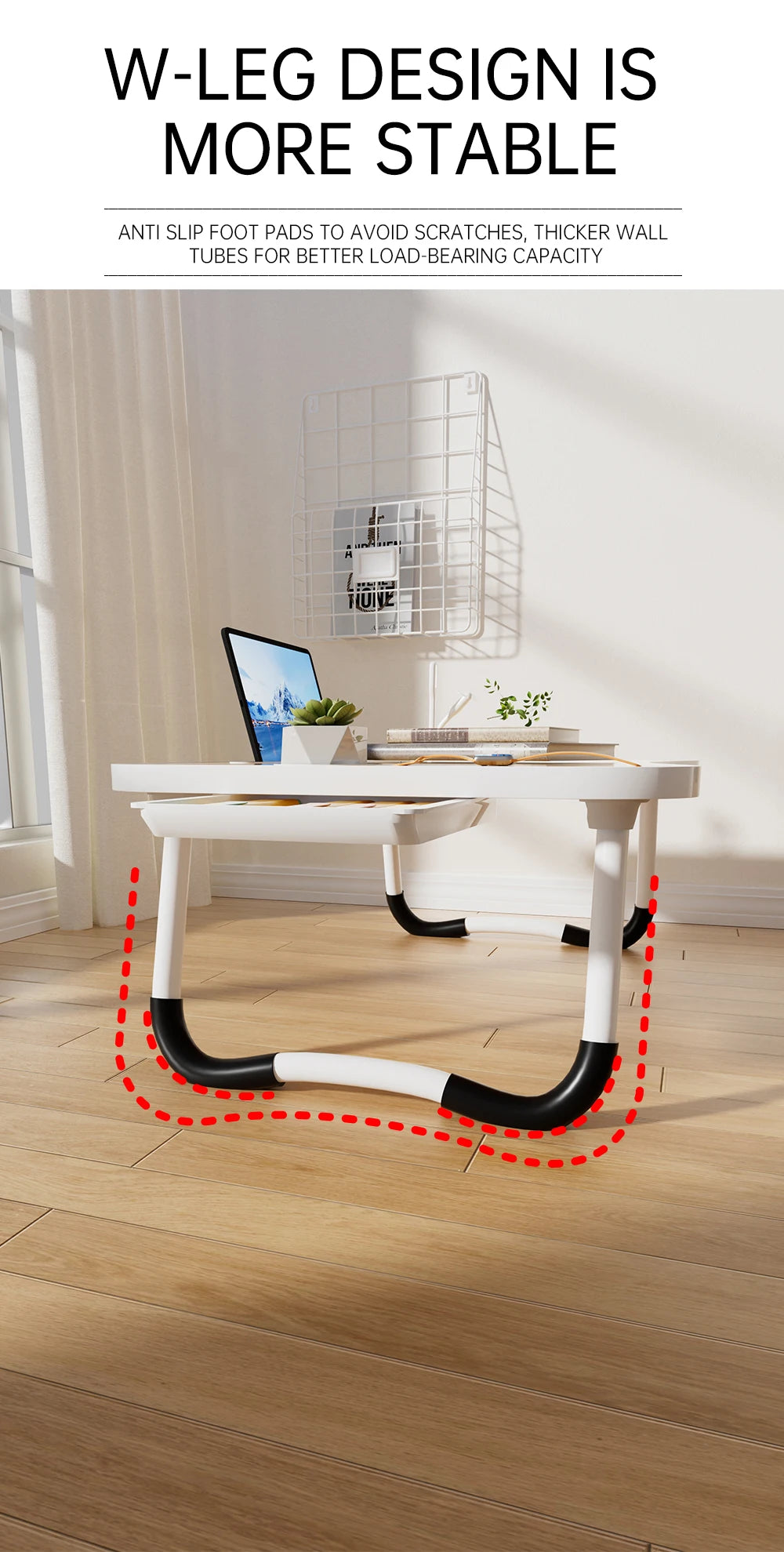 Portable Laptop Desk with USB Light Fan Cup Holder and Tablet Slot