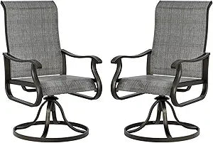 Patio Swivel Dining Chairs Set of 2 Outdoor High Back Rocking Chairs