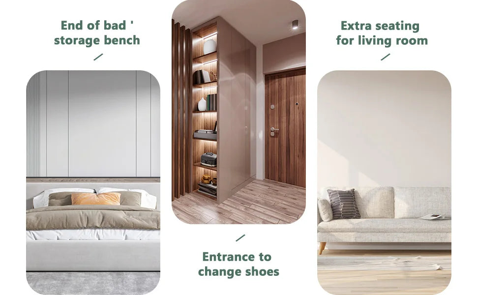 63 Storage Ottoman Upholstered Tufted Storage Bench for Living Room Bedroom