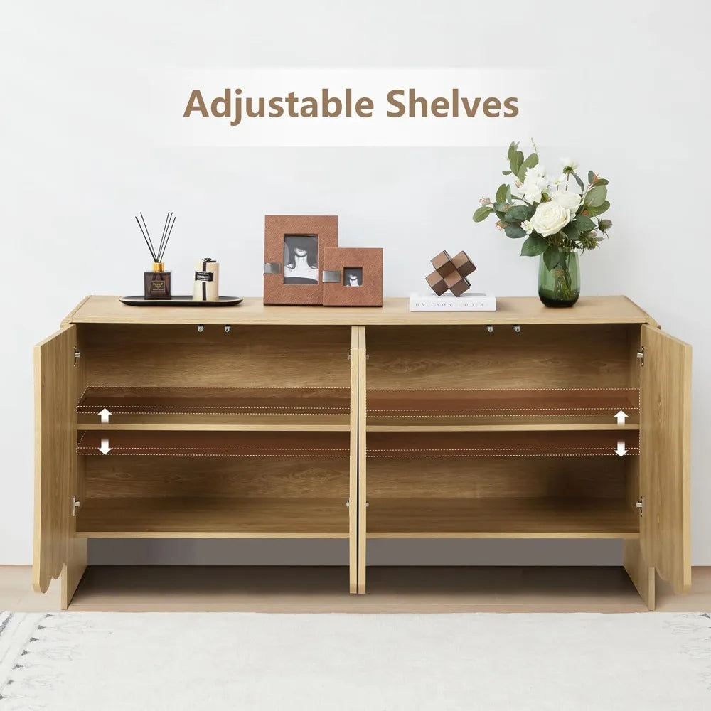 Sideboard Buffet Cabinet Modern Storage 4 Doors Adjustable Shelves