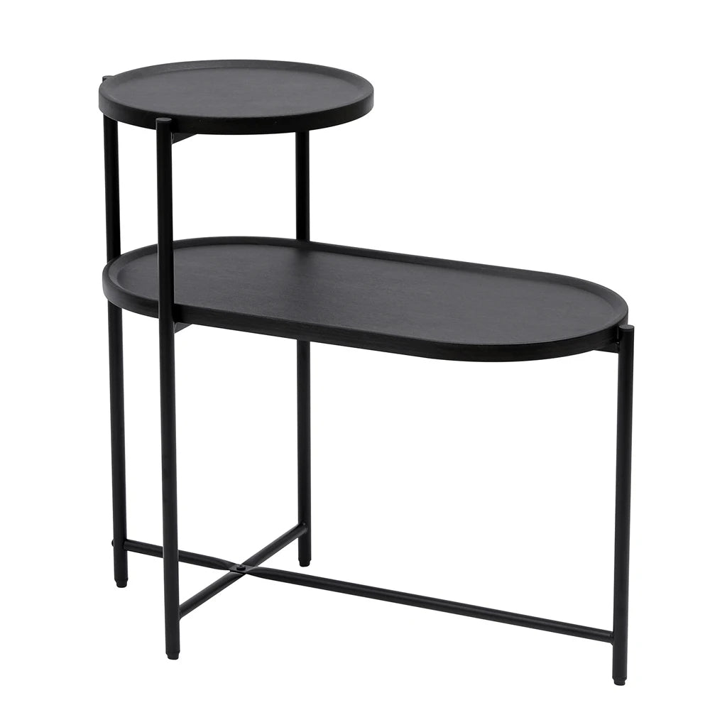 2-Tier End Table Round and Oval Sofa Side Table Overbed Bedside Table for Patio and Living Room Bedroom Medical Food Tray Table