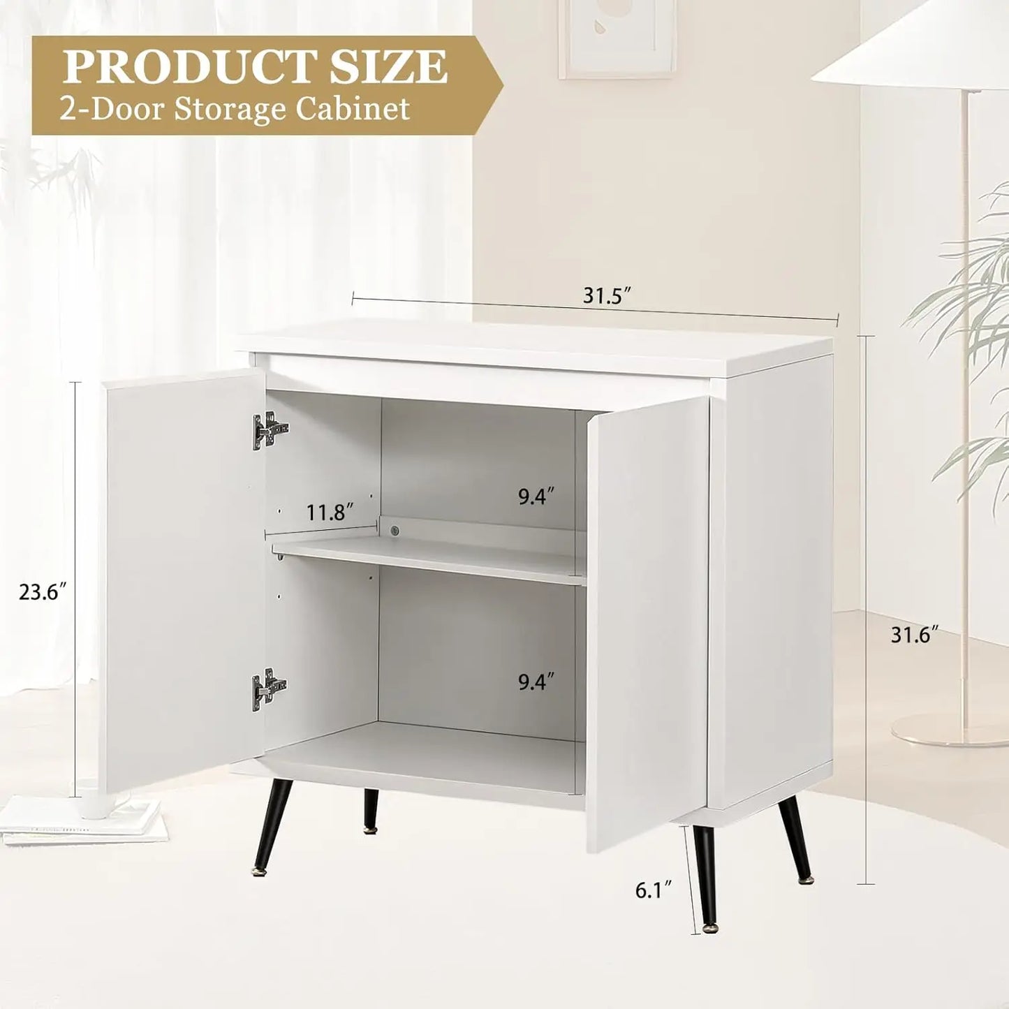 Modern 2-Door Sideboard Cabinet Freestanding Storage for Living Room