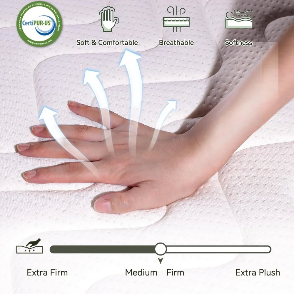 Ljustra 10 Inch King Size Memory Foam Mattress Cooling Medium Firm