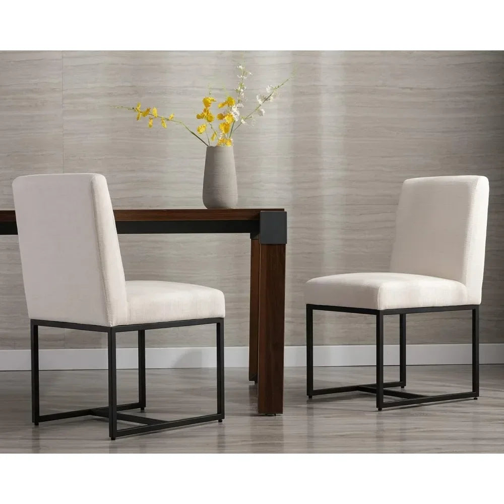 Linen Dining Chair Set of 4 Mid Century Modern Upholstered Chairs