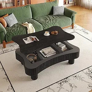 Modern Lift Top Coffee Table with Hidden Storage Oval Design 47.2"