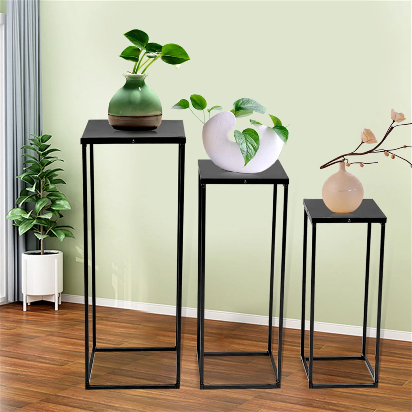 Set of 3 Metal Square Flower Stands Plant Holders for Home Wedding Decor