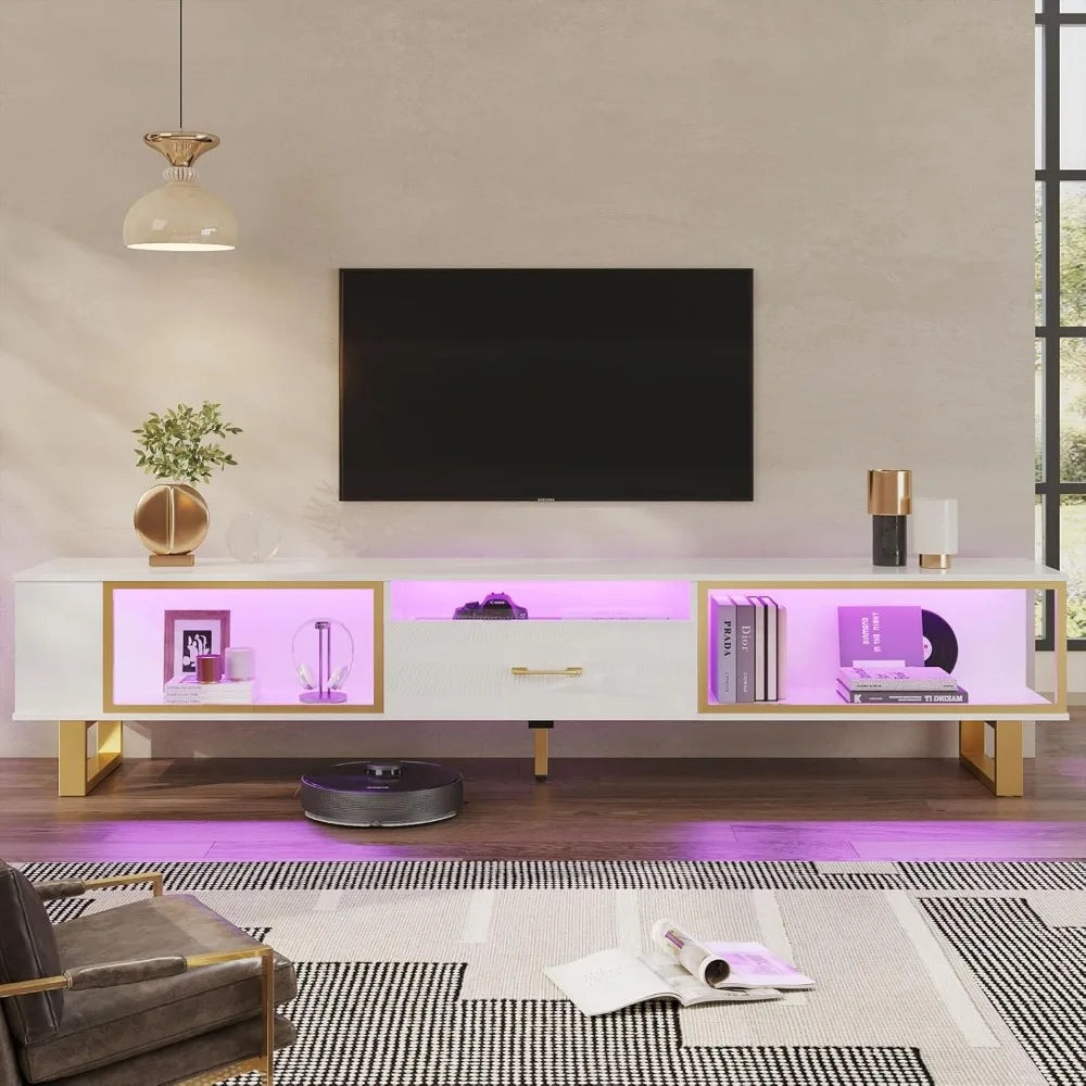 80 Inch TV Stand for 65 75 85 90 Inch TVs Modern LED Gaming Center