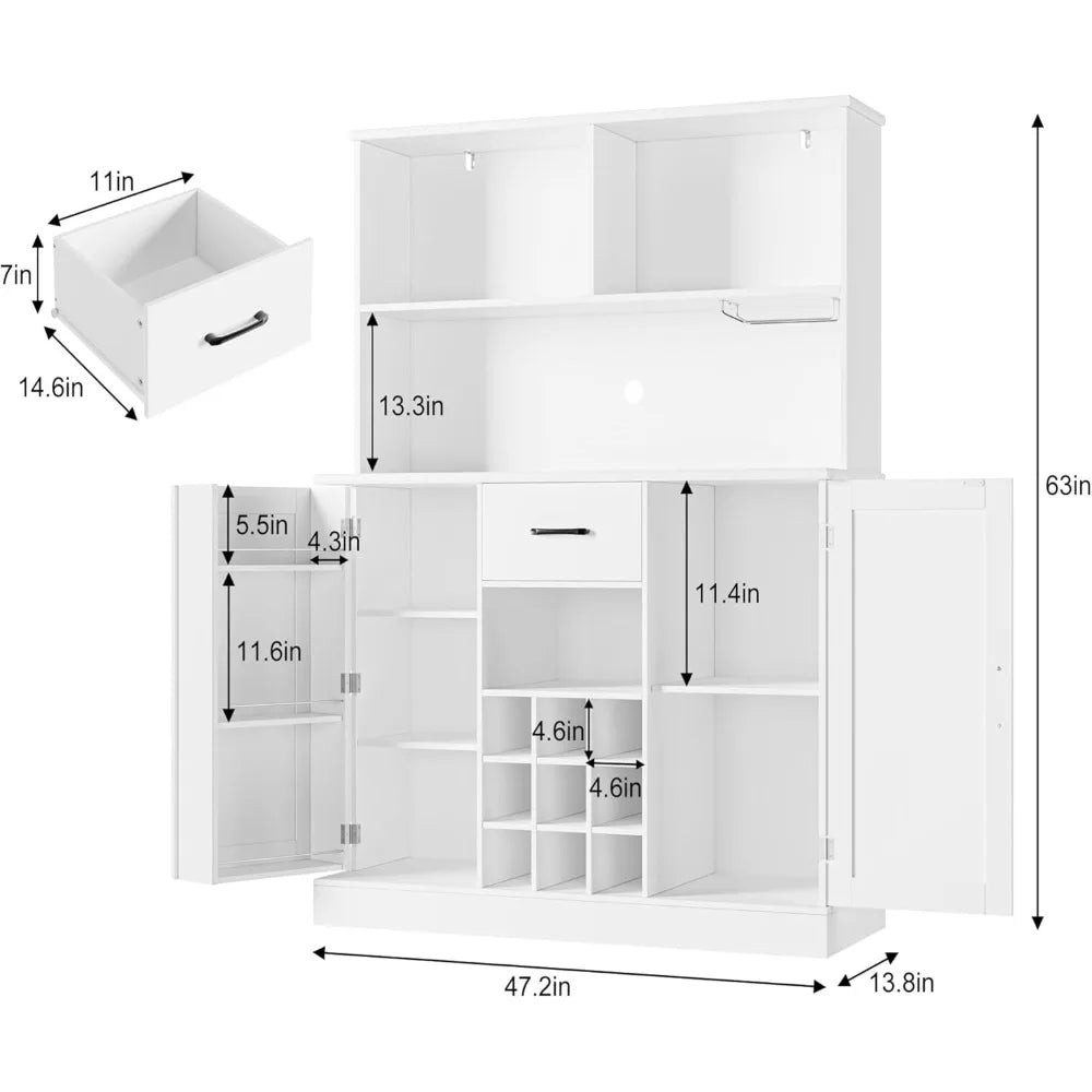 Buffet Cabinet with Hutch Modern Kitchen Sideboard Storage Coffee Bar