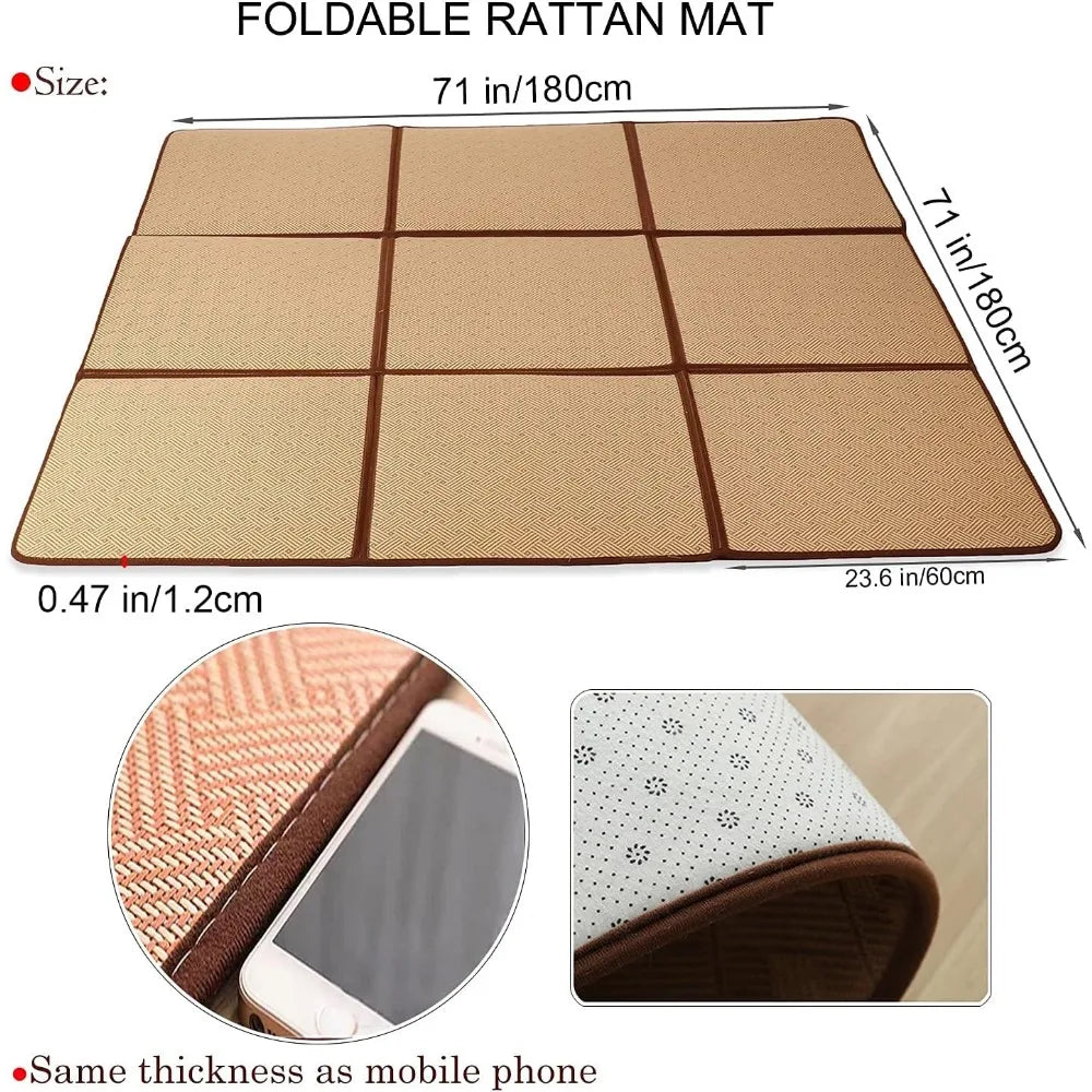 71x71 Inch Japanese Tatami Rug Non-Slip Memory Foam Area Mat