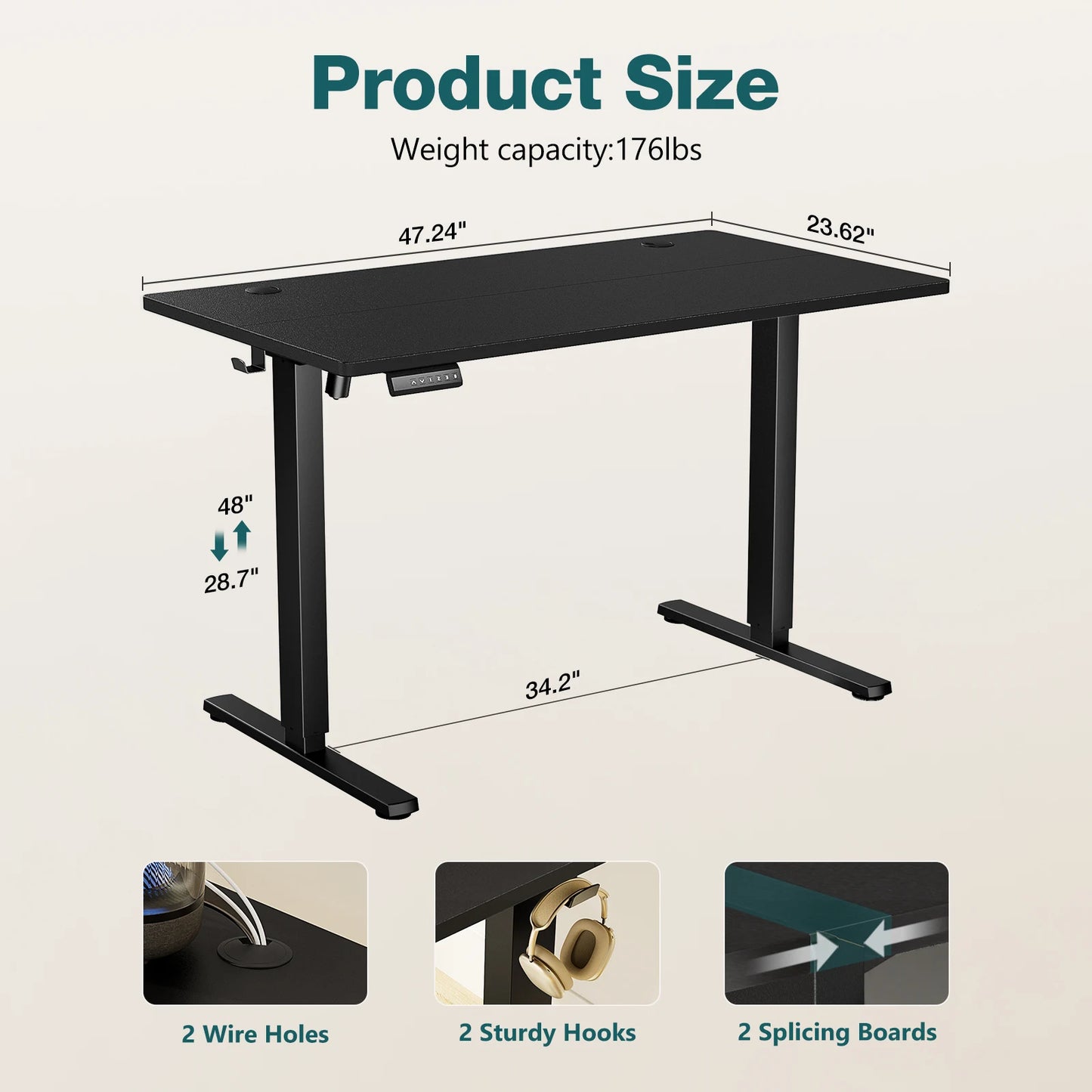 Ljustra Electric Height Adjustable Standing Desk Ergonomic Workstation