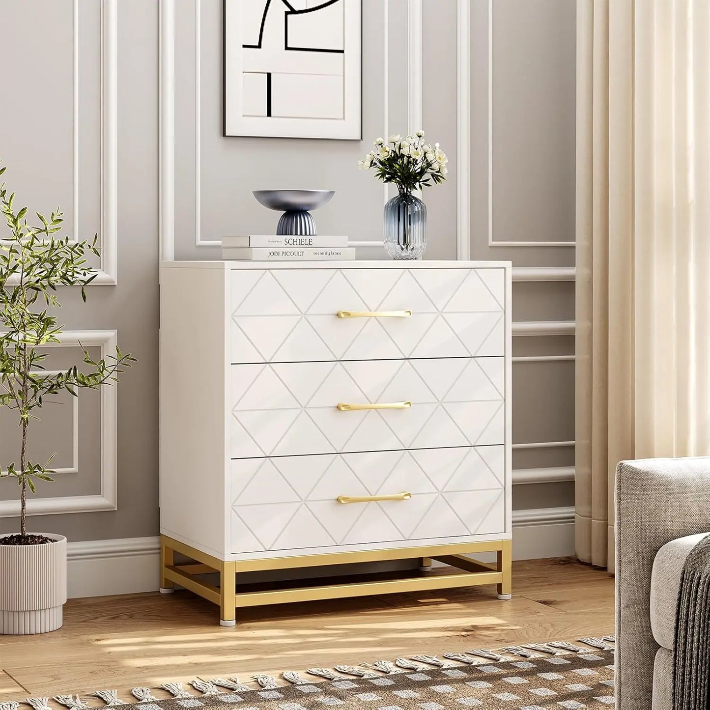 Modern 3 Drawer Dresser Chest of Drawers for Bedroom Storage Solution