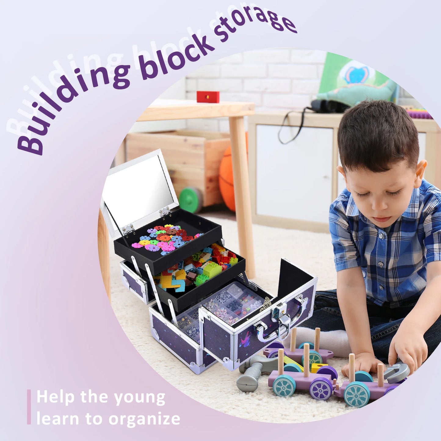 Ljustra Portable Unicorn Makeup Case with Lock Mirror and Trays Storage Box