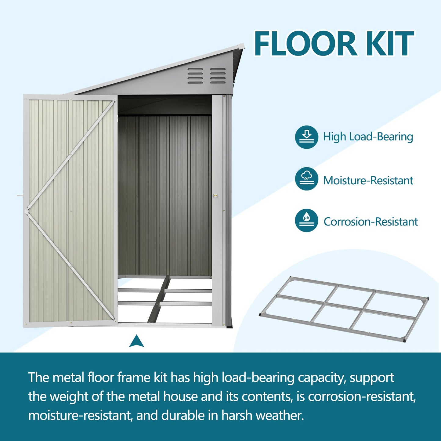 Galvanized Steel Outdoor Shed Weatherproof Lockable Storage Tools Bikes Pets