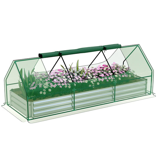 Ljustra Raised Garden Bed with Mini Greenhouse Galvanized Steel 8.6ft