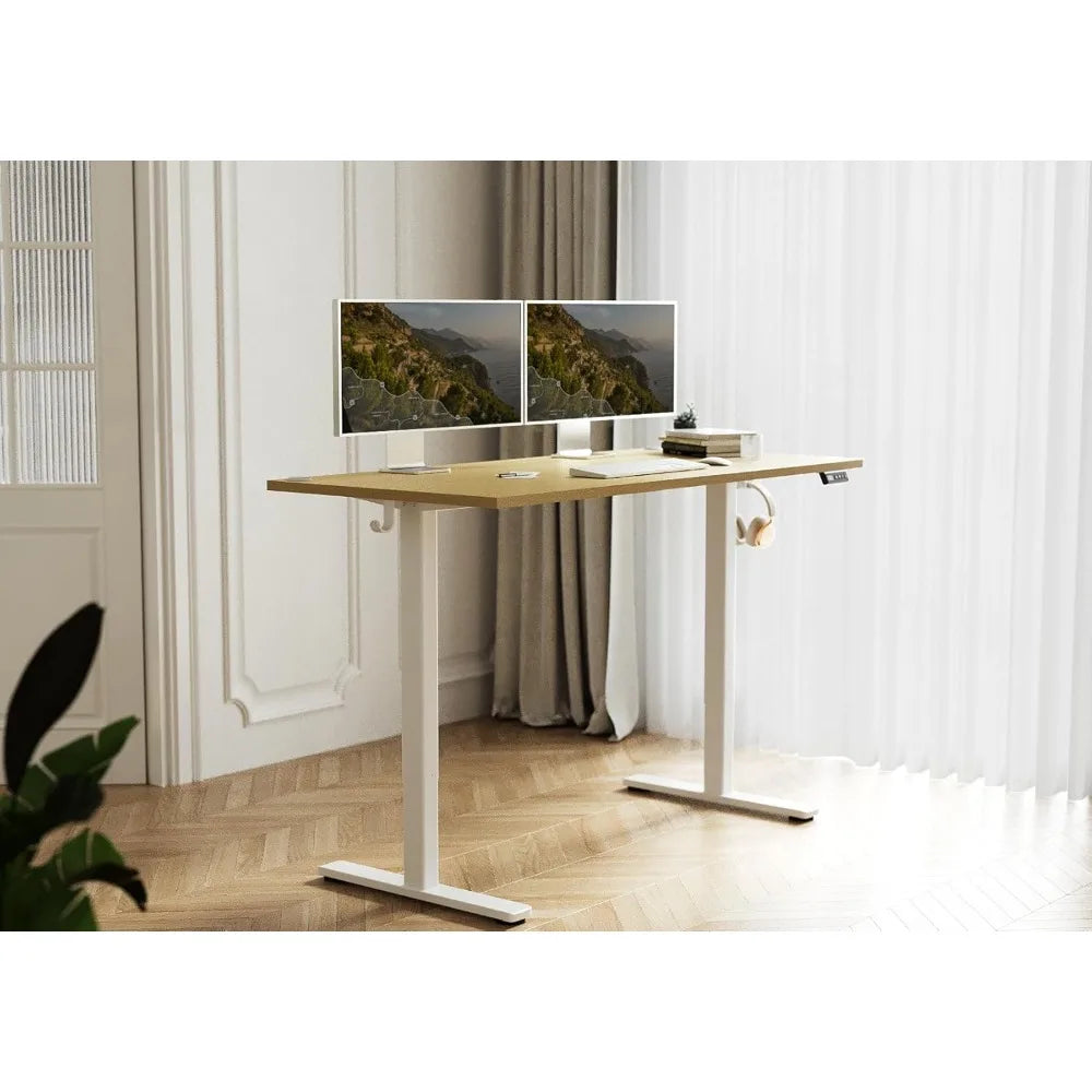 Ljustra Adjustable Height Standing Desk 55 Inch Electric Home Office Desk