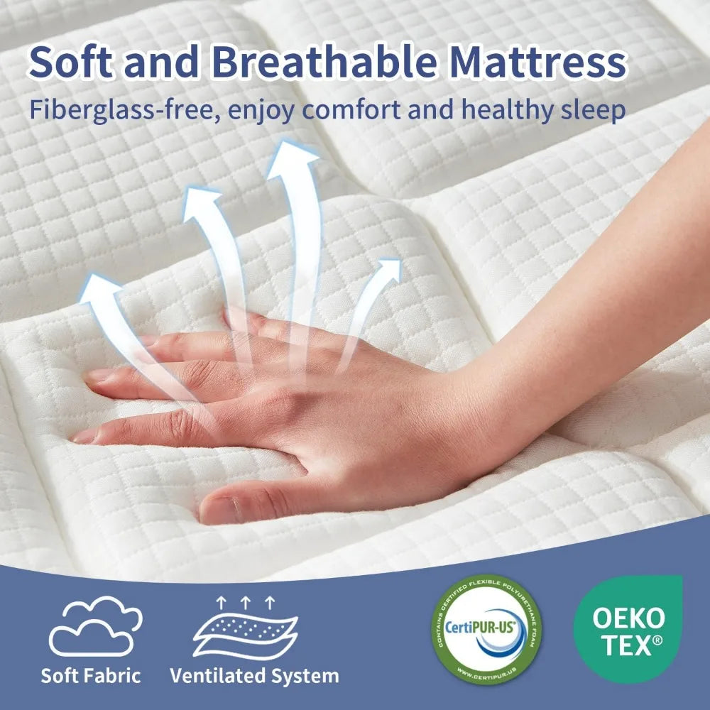 Ljustra Twin Size 10 Inch Hybrid Mattress Memory Foam Pocket Springs