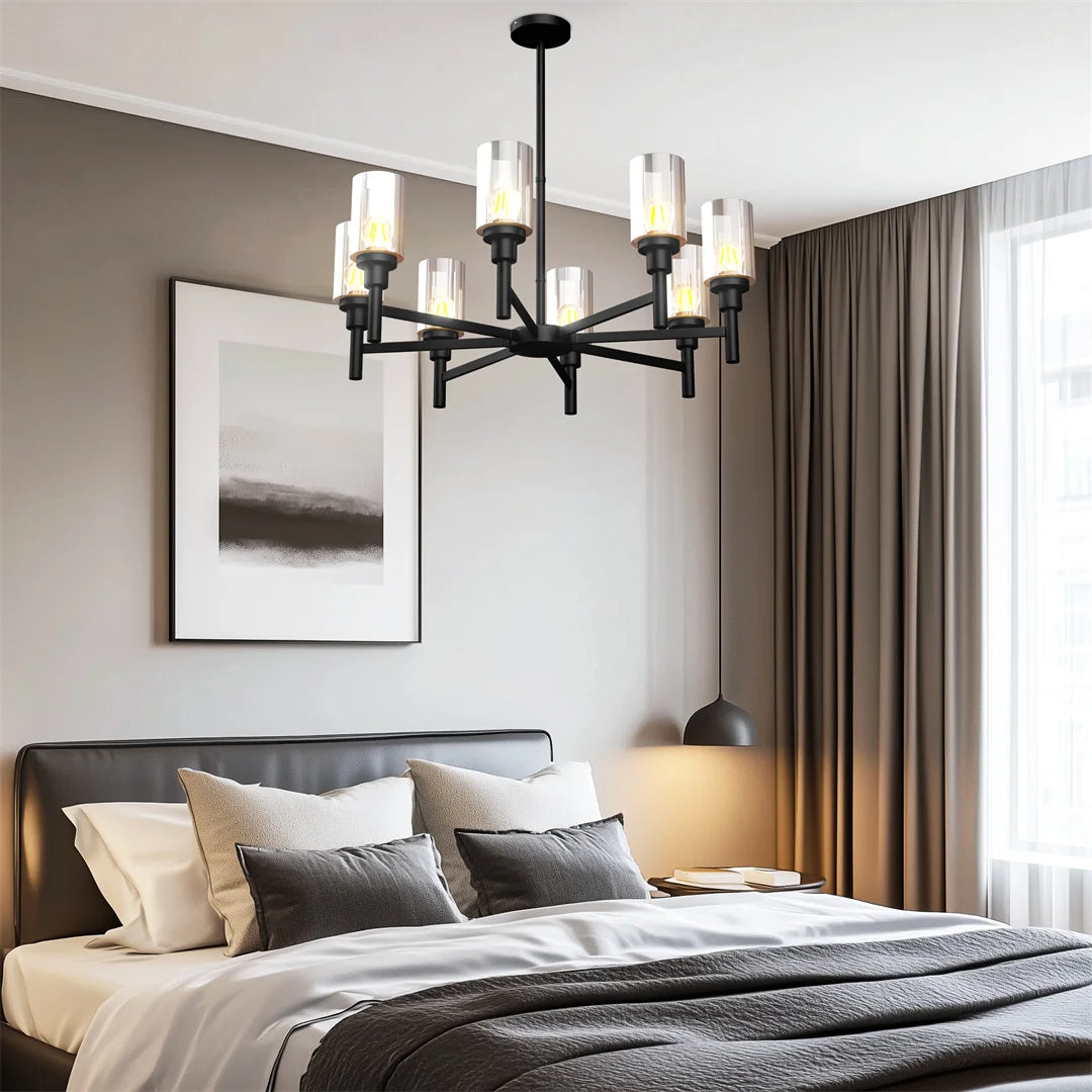 Ljustra 8-Light Industrial Ceiling Lamp Chandelier for Kitchen Dining Room