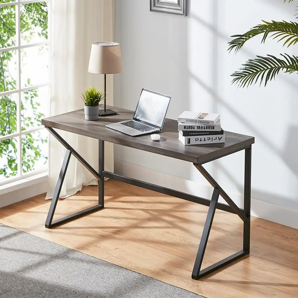 Rustic Brown Industrial Home Office Desk Simple Minimalist Design