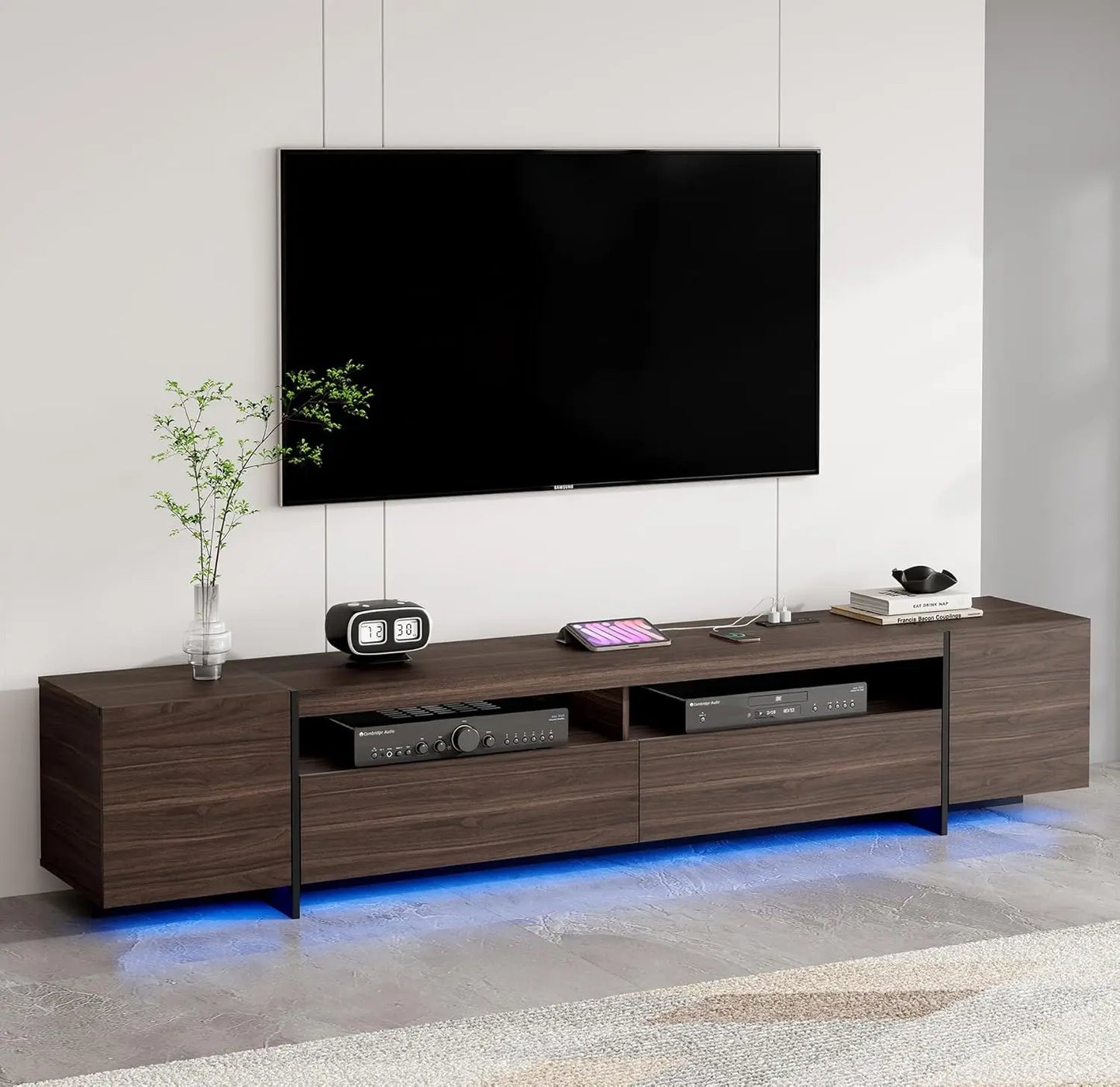 Ljustra 94.5" Modern TV Stand for Up to 100" TV with LED Lights