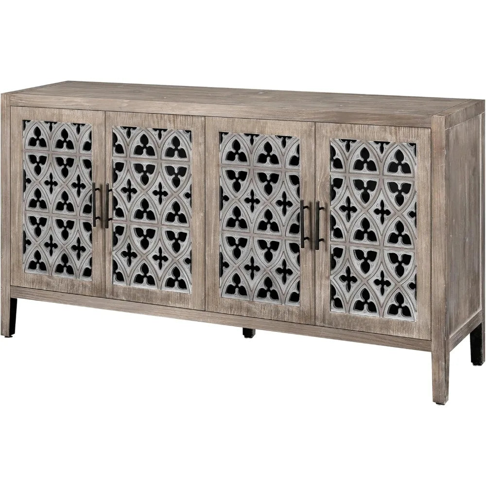 Vintage Sideboard Buffet Cabinet with 4 Doors for Dining Room Storage