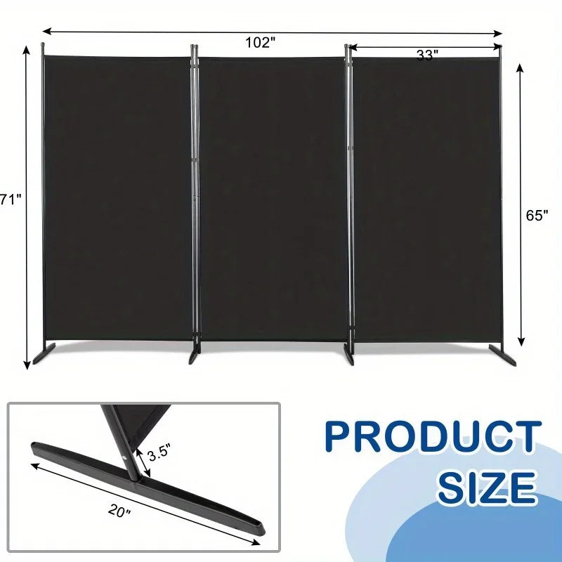 3 Panel Room Divider Folding Privacy Screen Wall Partition Separator