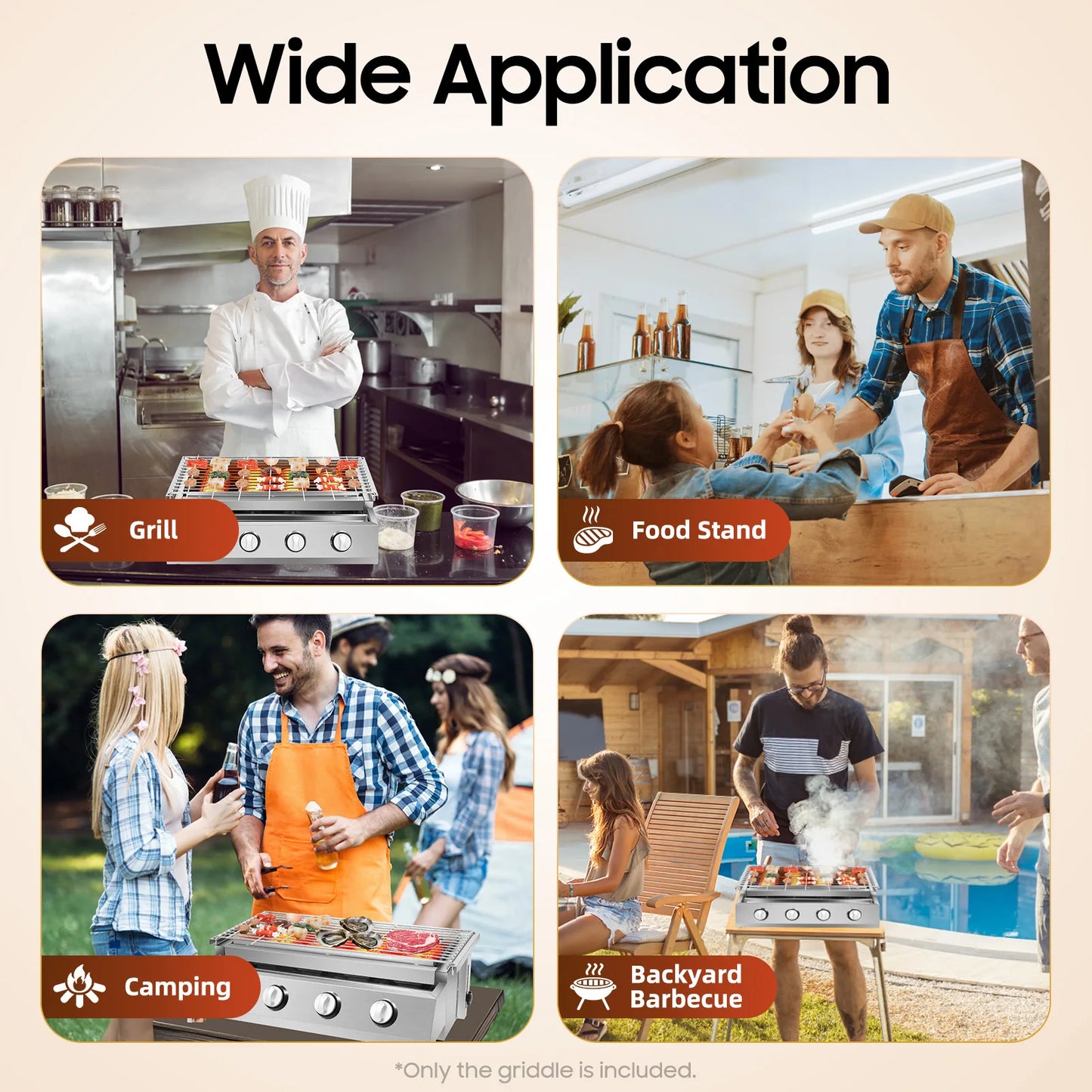 Ljustra Garden BBQ Grill 4 Burner Adjustable Height LPG Gas Grill