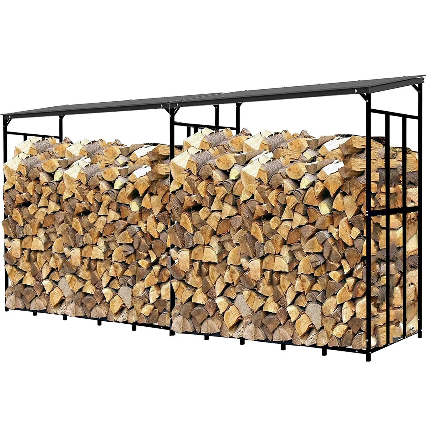 70 Inch Outdoor Metal Log Store Wood Firewood Rack Garden Storage