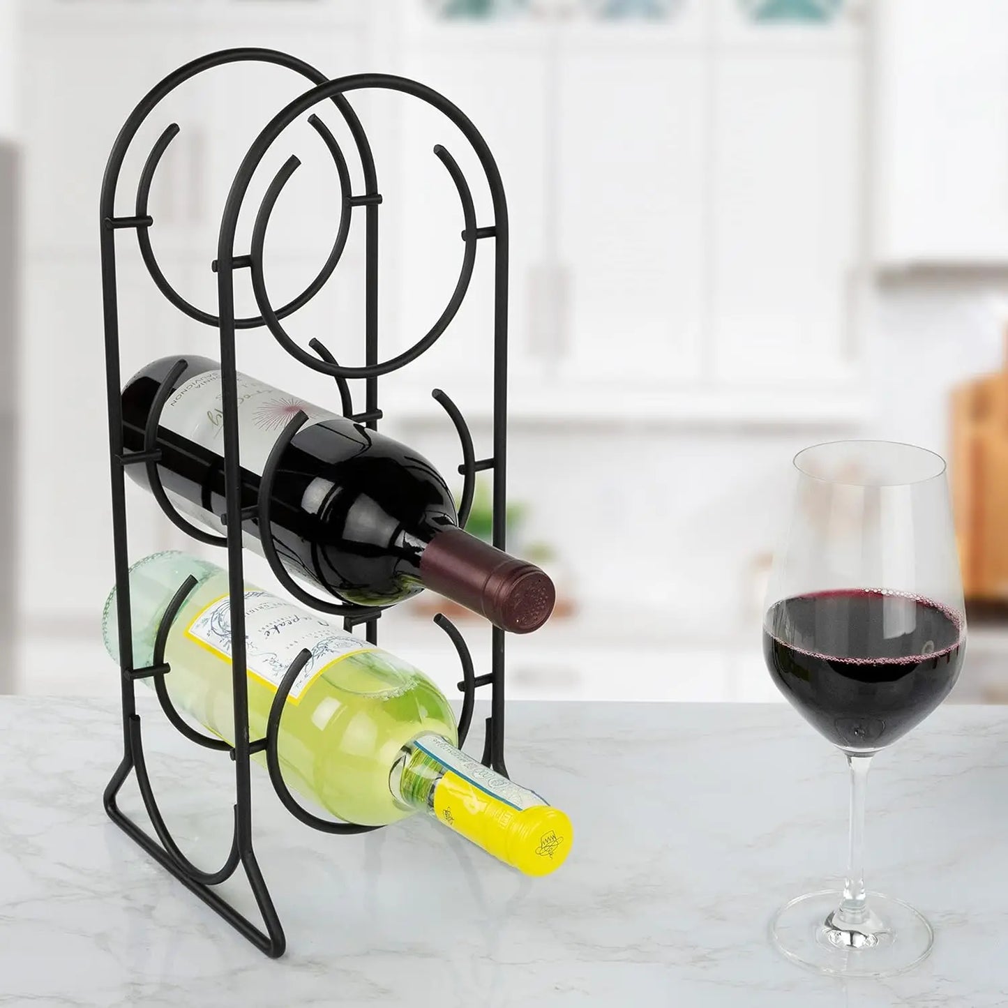 Horseshoe Wine Rack 3 Bottle Holder Vertical Wine Storage Organizer