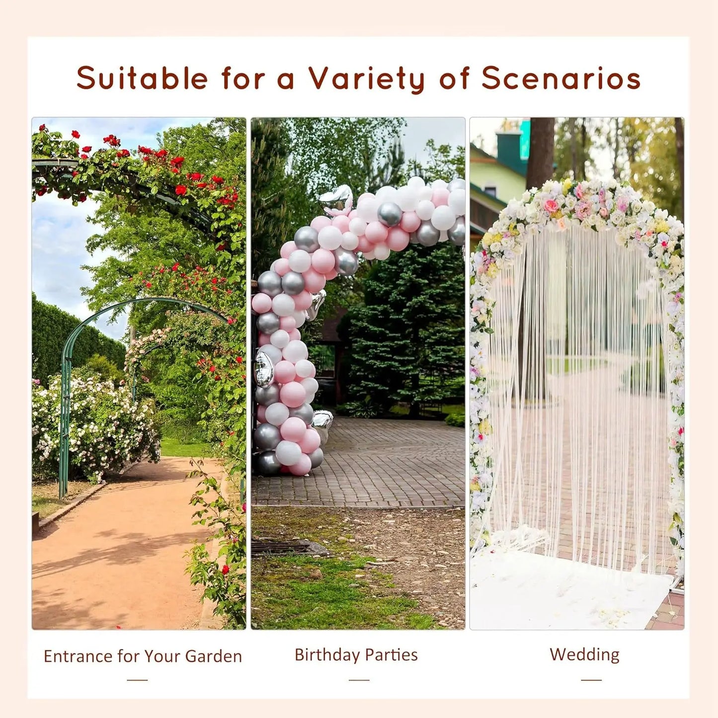 90in Wood Garden Arbor Arch Trellis for Climbing Plants Weddings Backyards