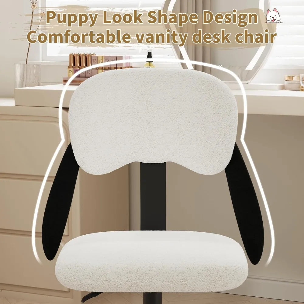 Kids Desk Chair Adjustable Swivel Wheels Puppy Shaped Back Cute Girls