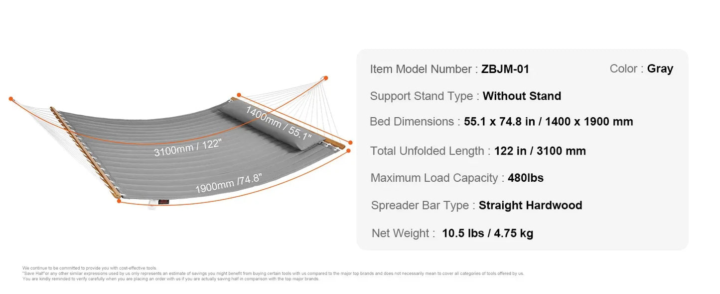 Ljustra Double Hammock with Stand Pillow Portable Outdoor Relaxation