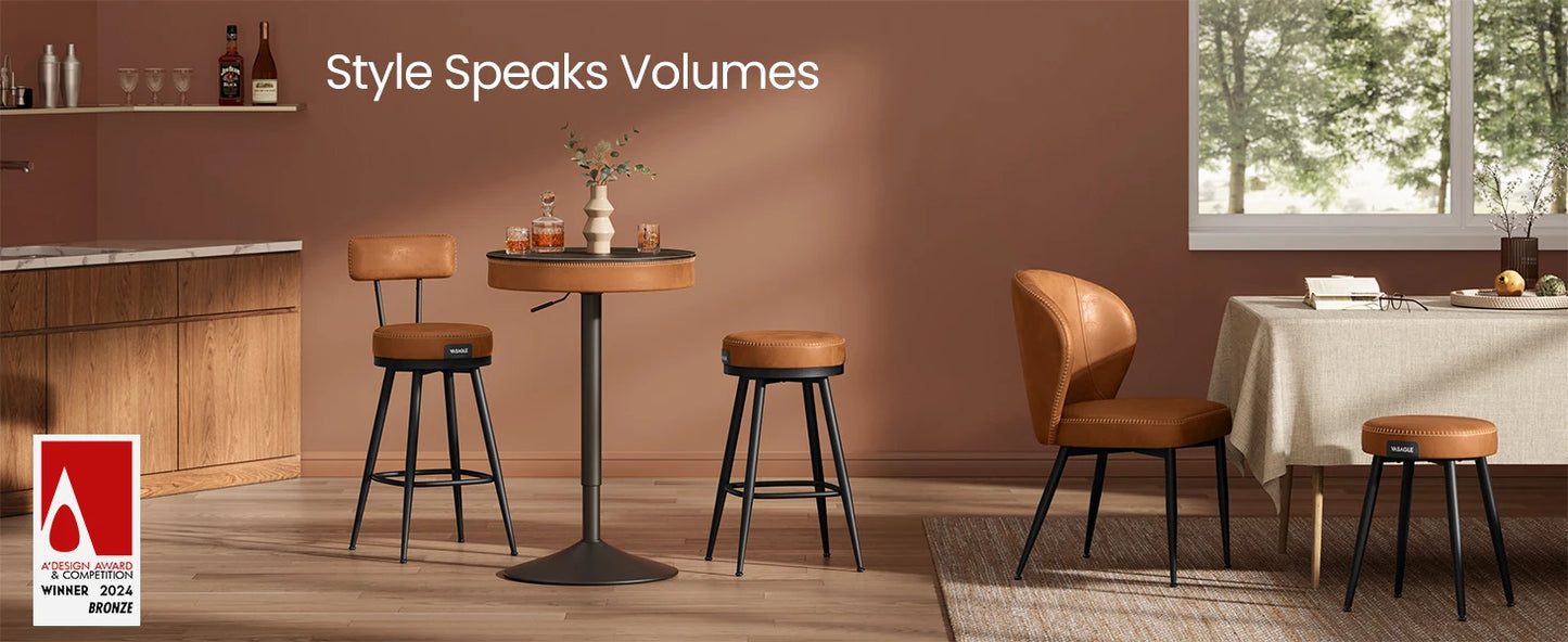 Height Adjustable Round Bar Table with Storage Modern Pub Table