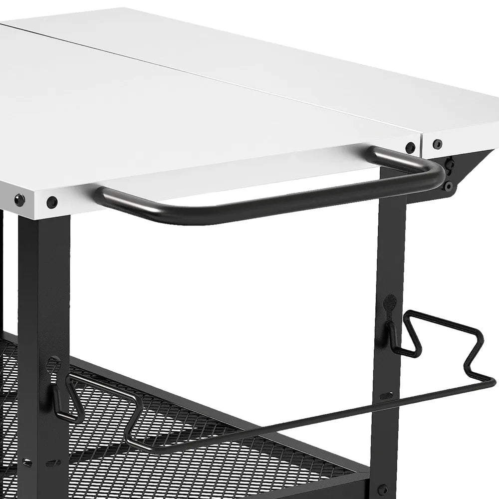 Outdoor Grill Cart Pizza Oven Table with Adjustable Shelf and Wheels