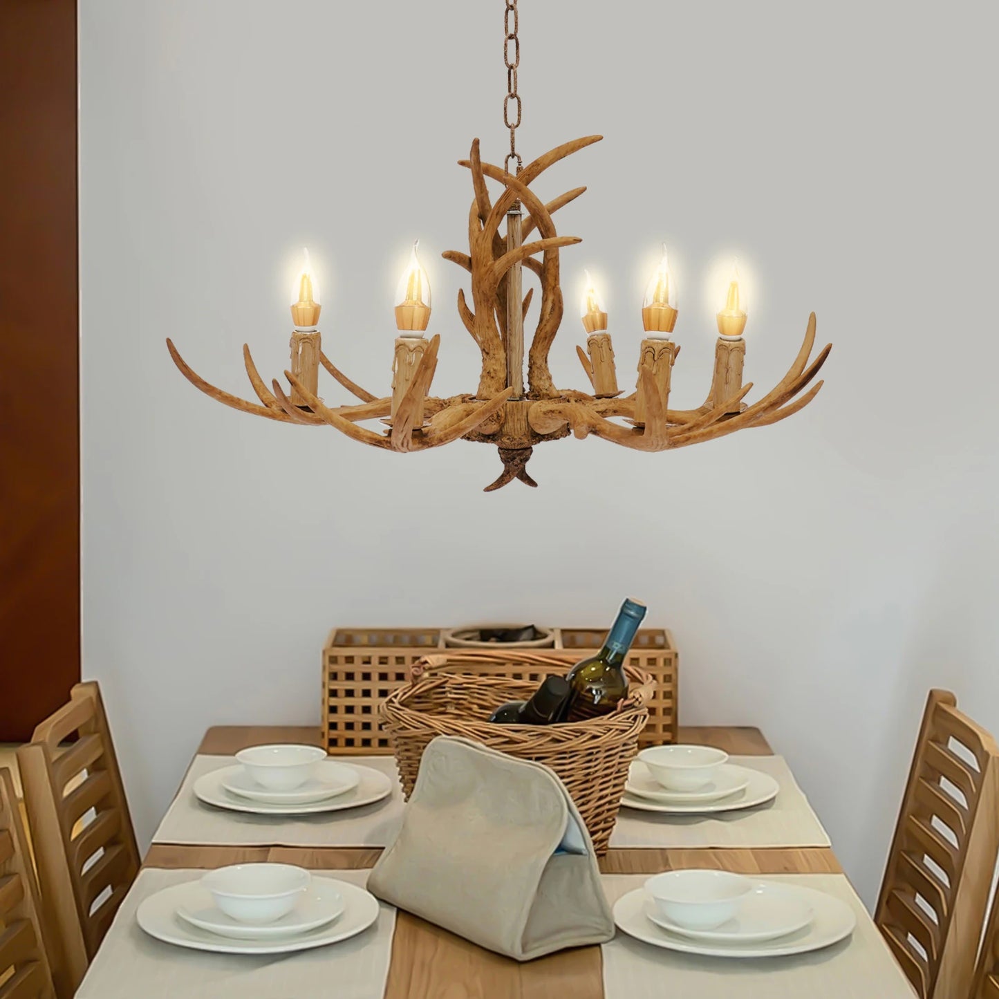 Retro Antler Chandelier Pendant Lamp for Restaurant Dining Space