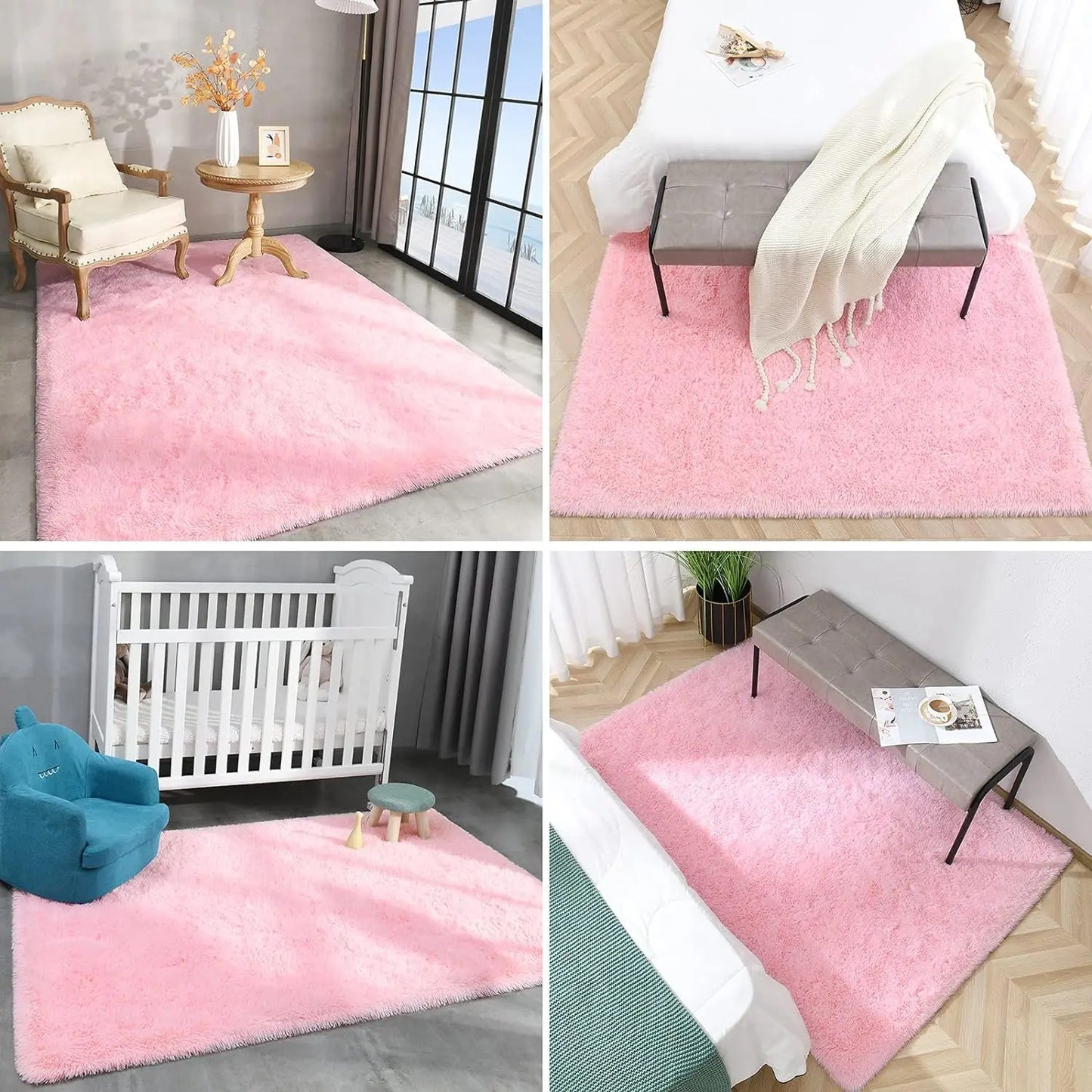 Fluffy Area Rugs for Bedroom Living Room Soft Fuzzy Non Slip Carpet
