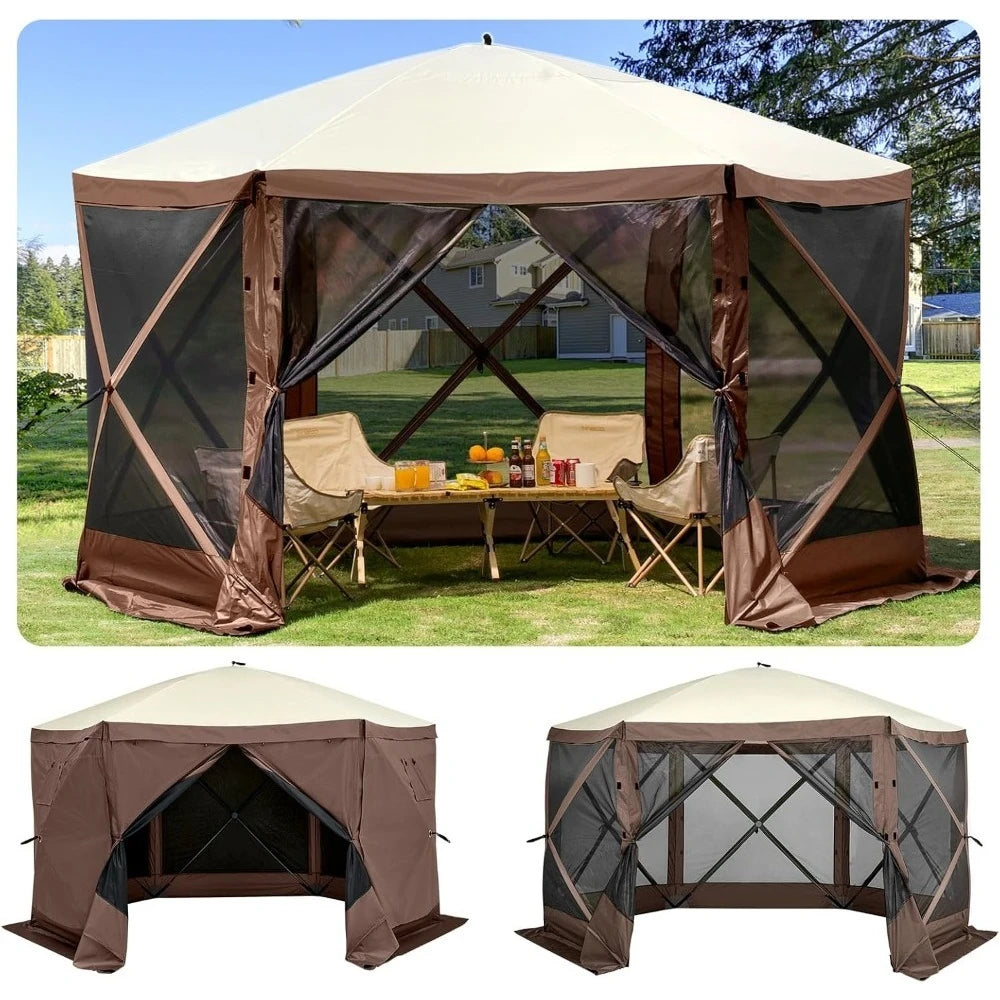 Large Pop-up Canopy Tent 12x12ft Portable Shelter with Mesh Windows