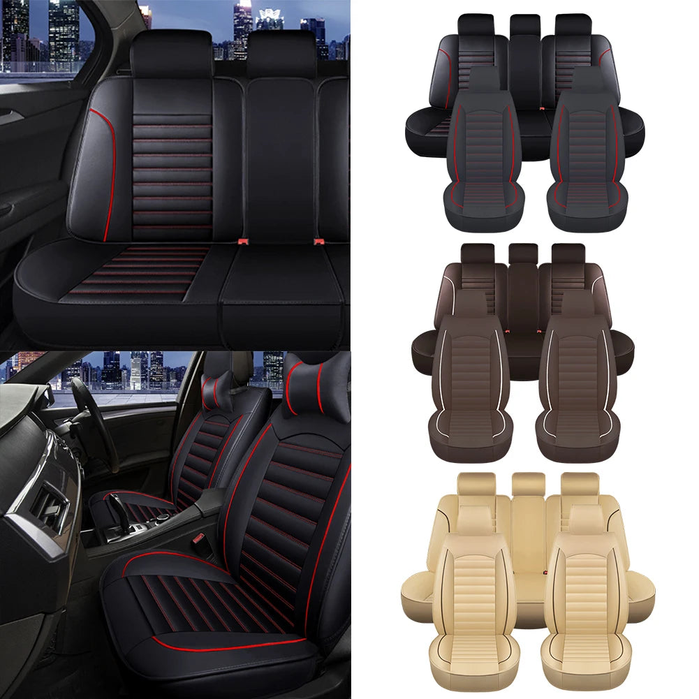 Full Set Leather Car Seat Covers Universal Breathable Vehicle Protection